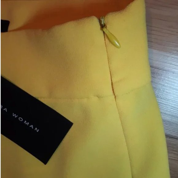NWT  Zara Wide leg yellow pants - Picture 2 of 4